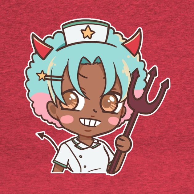 Little Devil! Nurse Seiza Anime Character T-Shirt by zim9